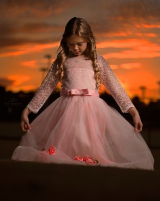 Beautiful Dress with Dramatic Sky Child Portrait