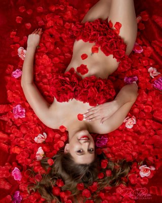 Beautiful Valentines Day Boudoir Body Covered with Roses